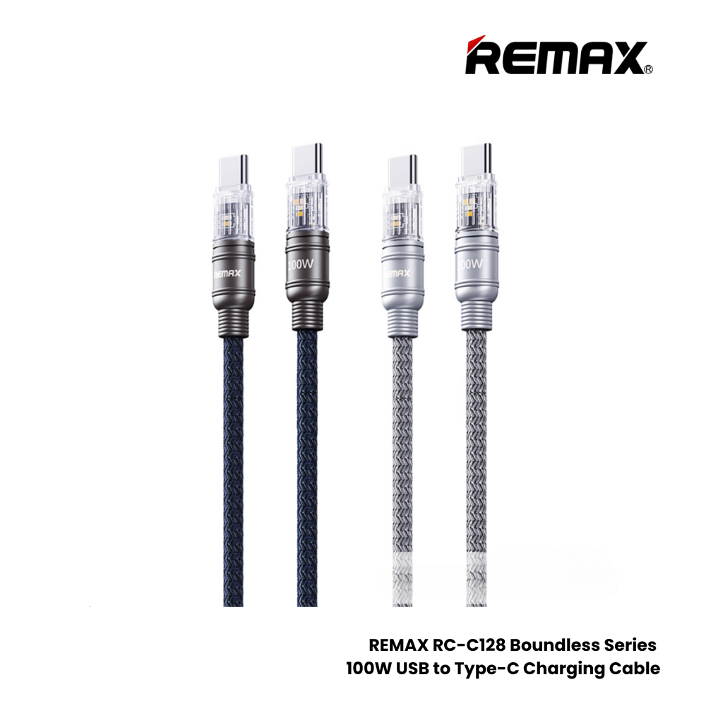 100W ( C to C )-REMAX RC-C130 C-C Boundless Series 100W Type-C to Type-C Fast Charging Data Cable - Blue