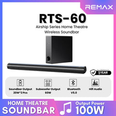 Remax - RTS-60 Air Ship Series Home Theatre Wireless Soundbar (100W) - Black