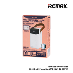 REMAX RPP-565 Lesu 2 Series 60000mAh PD+QC Fast Charging Power Bank(PD 20W+QC 22.5W) - White