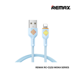 REMAX RC-C 121 A-L Moka Series 2.4A Glowing Fast Charging Lightning Data Cable(Blue)