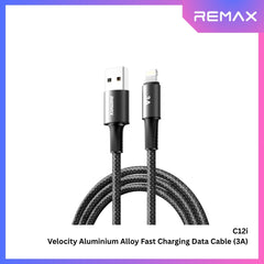 REMAX - C12i Velocity Aluminium Alloy USB To Lightning Fast Charging Data Cable (15W) - Black
