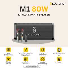 SOUNARC M1 80W Karaoke Party Speaker