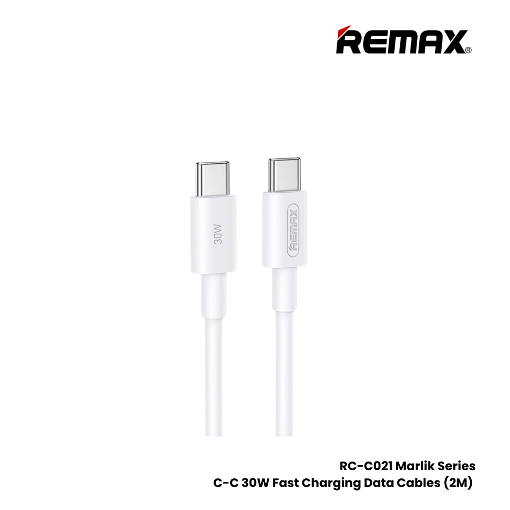 30W ( C to C )-REMAX RC-C021 Marlik Series 30W Type-C to Type-C PD Fast Charging Data Cable - White