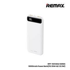 REMAX RPP-520 Bole Series 10000mAh PD+QC Fast Charging Power Bank(PD 20W+QC 22.5W) - White