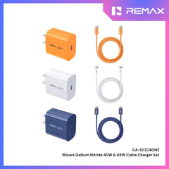 REMAX - CA10 C-C C40W Wisers Gallium Nitride & PD 65W Cable Charger Set - Orange