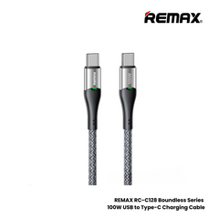 100W ( C to C )-REMAX RC-C115 C-C IntelyeleC Series 100W Type-C to Type-C Fast Charging Auto Power Off Charging Data Cable - Blue