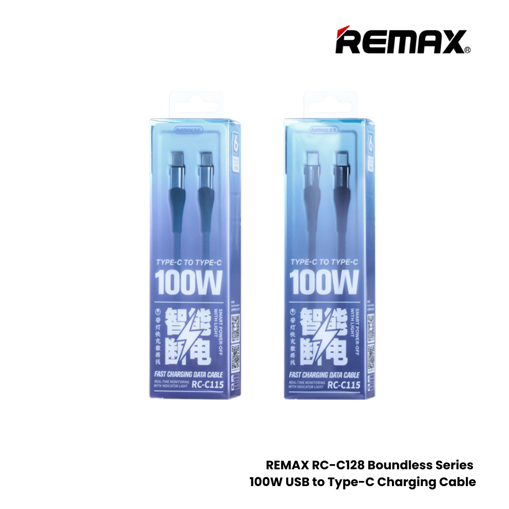 100W ( C to C )-REMAX RC-C115 C-C IntelyeleC Series 100W Type-C to Type-C Fast Charging Auto Power Off Charging Data Cable - Silver