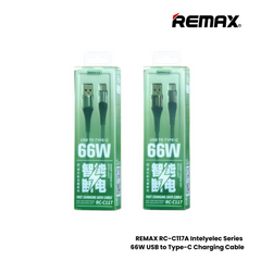 66W ( Type-C )-REMAX RC-C117A Intelyelec Series 66W USB to Type-C Fast Charging Auto Power Off Charging Data Cable - Silver