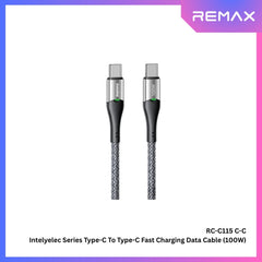 REMAX - RC-C115 C-C IntelyeleC Series Type-C to Type-C Fast Charging Auto Power Off Charging Data Cable (100W) - Silver