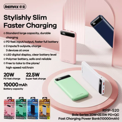 REMAX RPP-520 Bole Series 10000mAh PD+QC Fast Charging Power Bank(PD 20W+QC 22.5W) - White