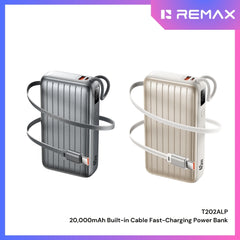 REMAX - T202ALP 20000mAh Built-In-Cable Fast Charging Power Bank ( PD45W+QC22.5W )- Grey