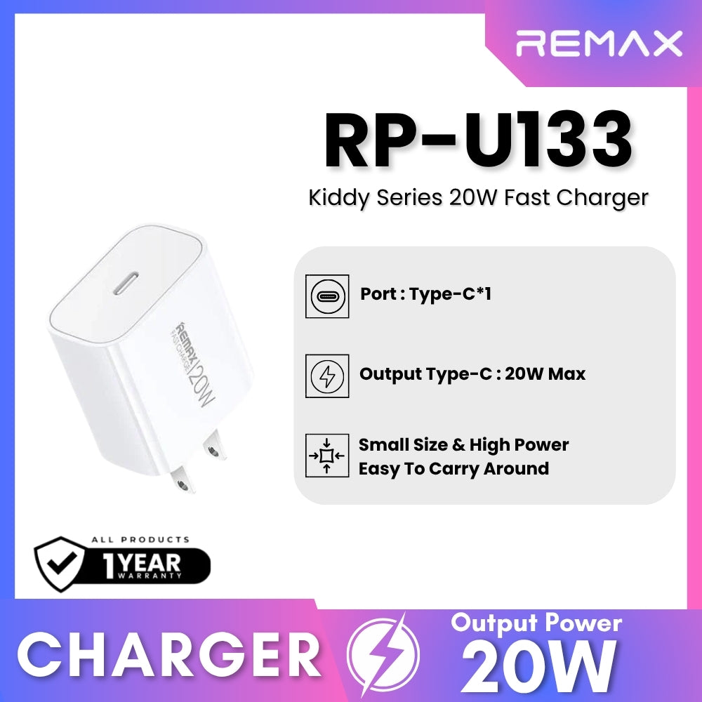 REMAX - RP-U133 Kiddy Series PD Fast Charger (20W) - White