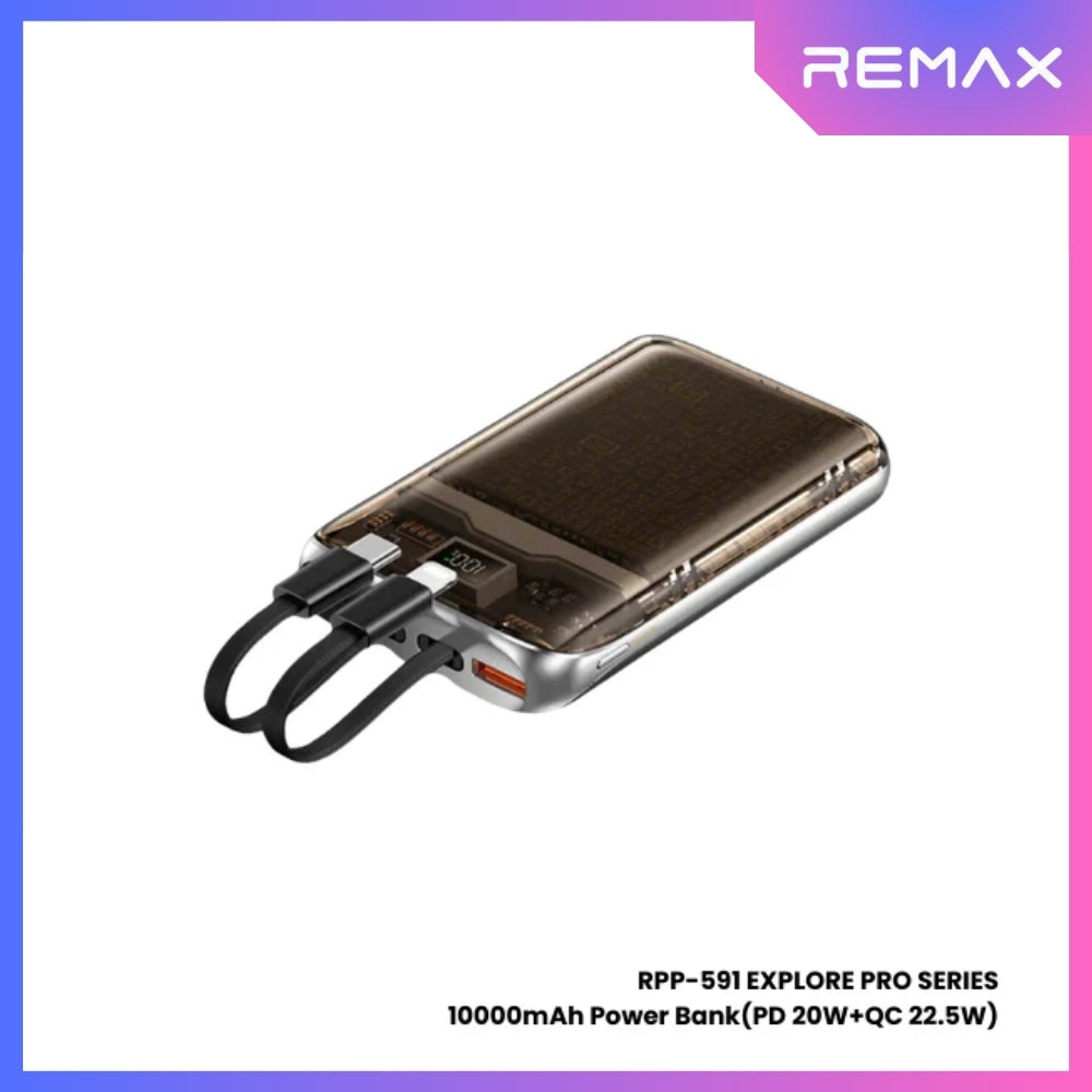 REMAX RPP-591 Explore Pro Series 10000mAh PD+QC Fast Charging Power Bank(PD 20W+QC 22.5W) - Black