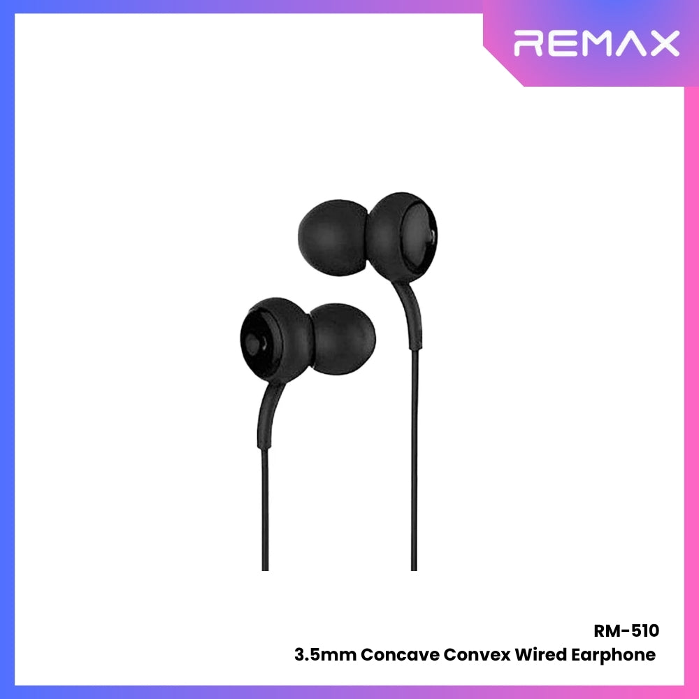 REMAX - RM-510 Concave Convex 3.5mm Wired Earphone - Black
