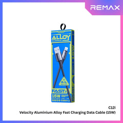REMAX - C12i Velocity Aluminium Alloy USB To Lightning Fast Charging Data Cable (15W) - Black