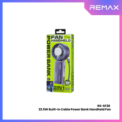 Remax - RS-SF28 10000mAh 2 In 1 Built-In Cable Power Bank Handheld Fan - White