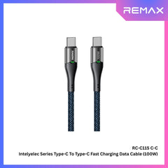 REMAX - RC-C115 C-C IntelyeleC Series Type-C to Type-C Fast Charging Auto Power Off Charging Data Cable (100W) - Blue