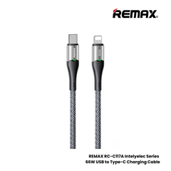 30W ( C to Lightning )-REMAX RC-C116 C-L Intelyelec Series 30W Type-C to Lightning Fast Charging Auto Power Off Charging Data Cable - Grey