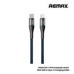 30W ( C to Lightning )-REMAX RC-C116 C-L Intelyelec Series 30W Type-C to Lightning Fast Charging Auto Power Off Charging Data Cable - Blue