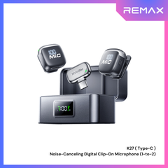 REMAX - K27 Type-C Noise-Canceling Digital Clip-On Microphone (1-to-2) - Black
