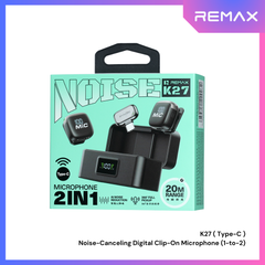 REMAX - K27 Type-C Noise-Canceling Digital Clip-On Microphone (1-to-2) - Black