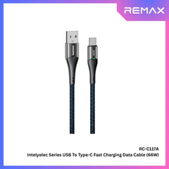 REMAX - RC-C117A Intelyelec Series USB to Type-C Fast Charging Auto Power Off Charging Data Cable ( 66W ) - Blue