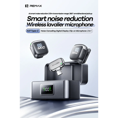 REMAX - K27 Type-C Noise-Canceling Digital Clip-On Microphone (1-to-2) - Black