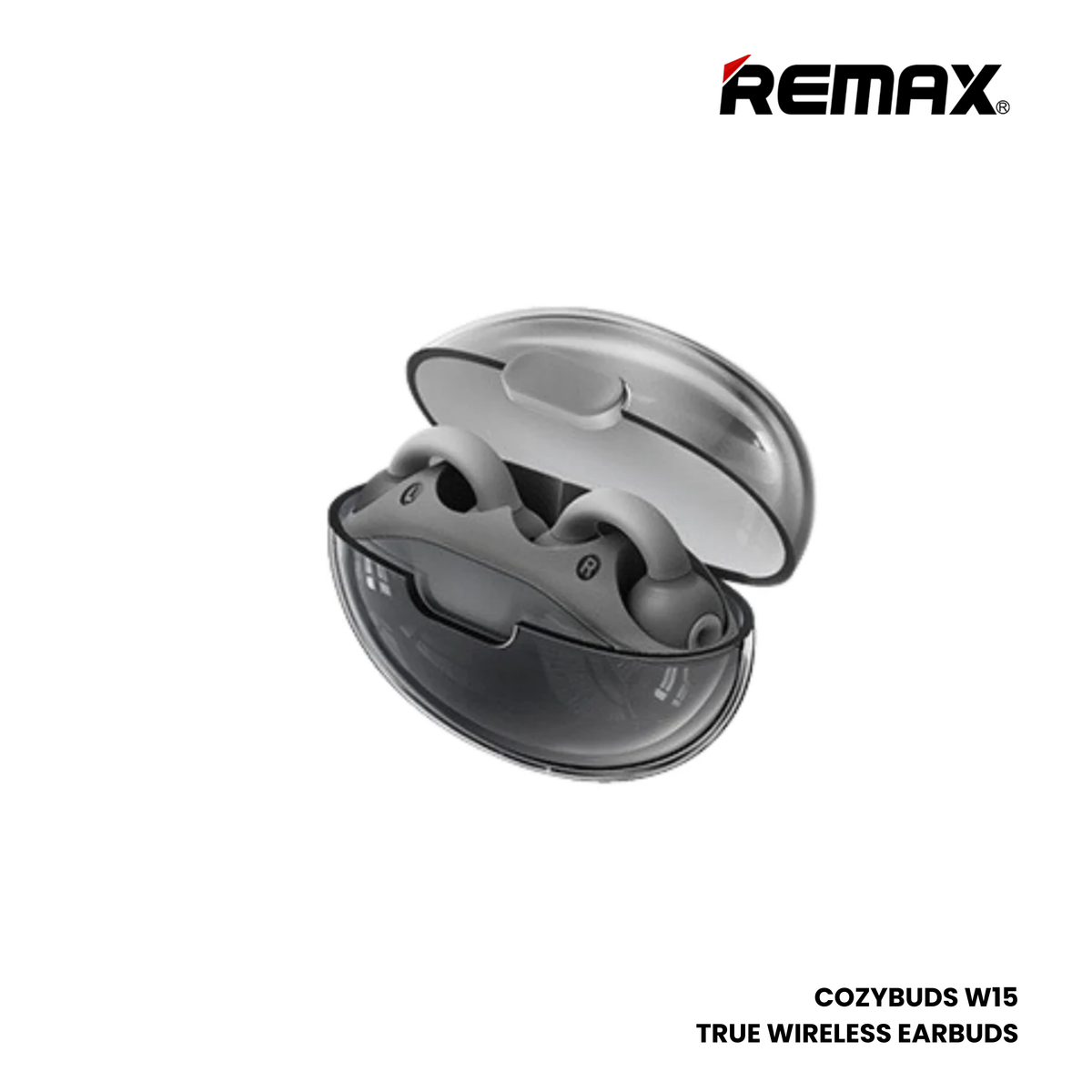 REMAX COZYBUDS W15 Crystal Series Bluetooth Wireless Earbuds - Black