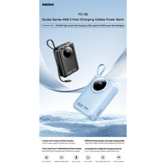 REMAX - FC-02 20000mAh Submariner 45W Dual Cable Fast Charging Power Bank ( 45W ) - Black Black