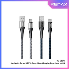 REMAX - RC-C117A Intelyelec Series USB to Type-C Fast Charging Auto Power Off Charging Data Cable ( 66W ) - Blue
