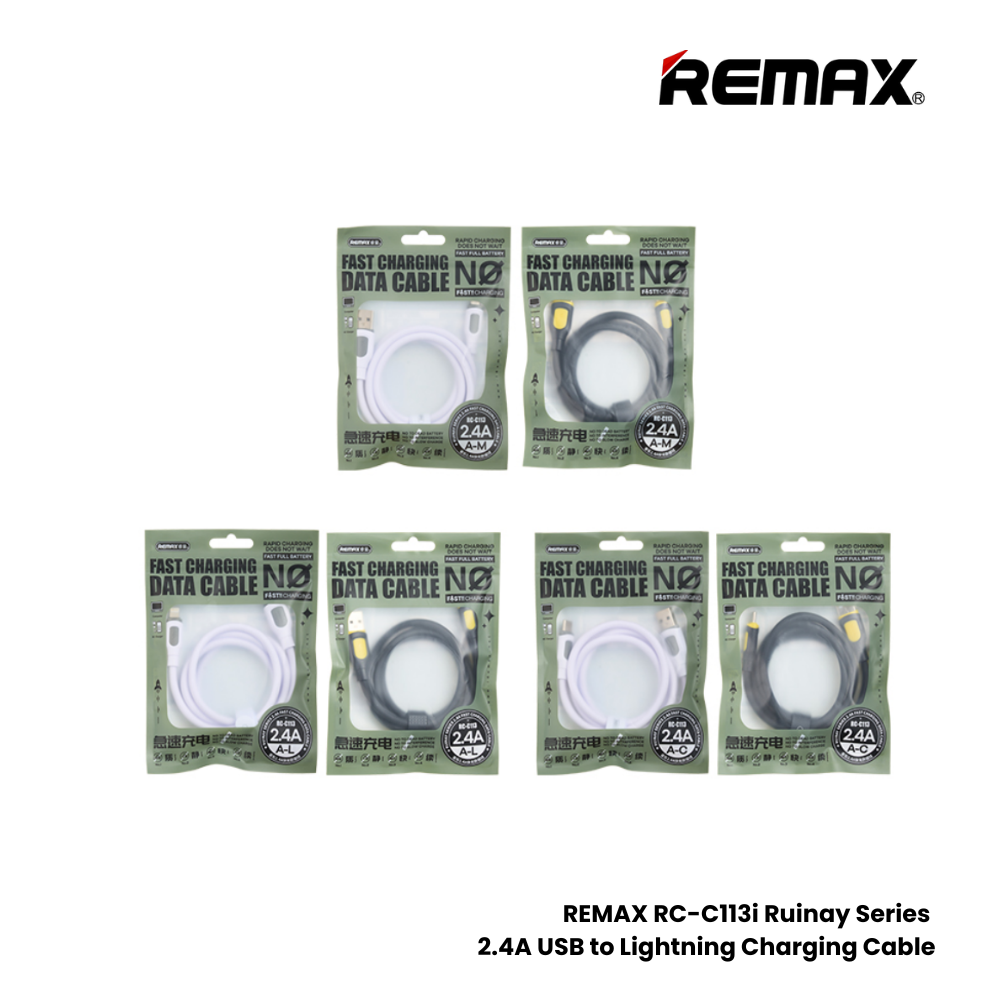 REMAX RC-C113i Ruinay Series 2.4A USB to Lightning Fast Charging Data Cable - White