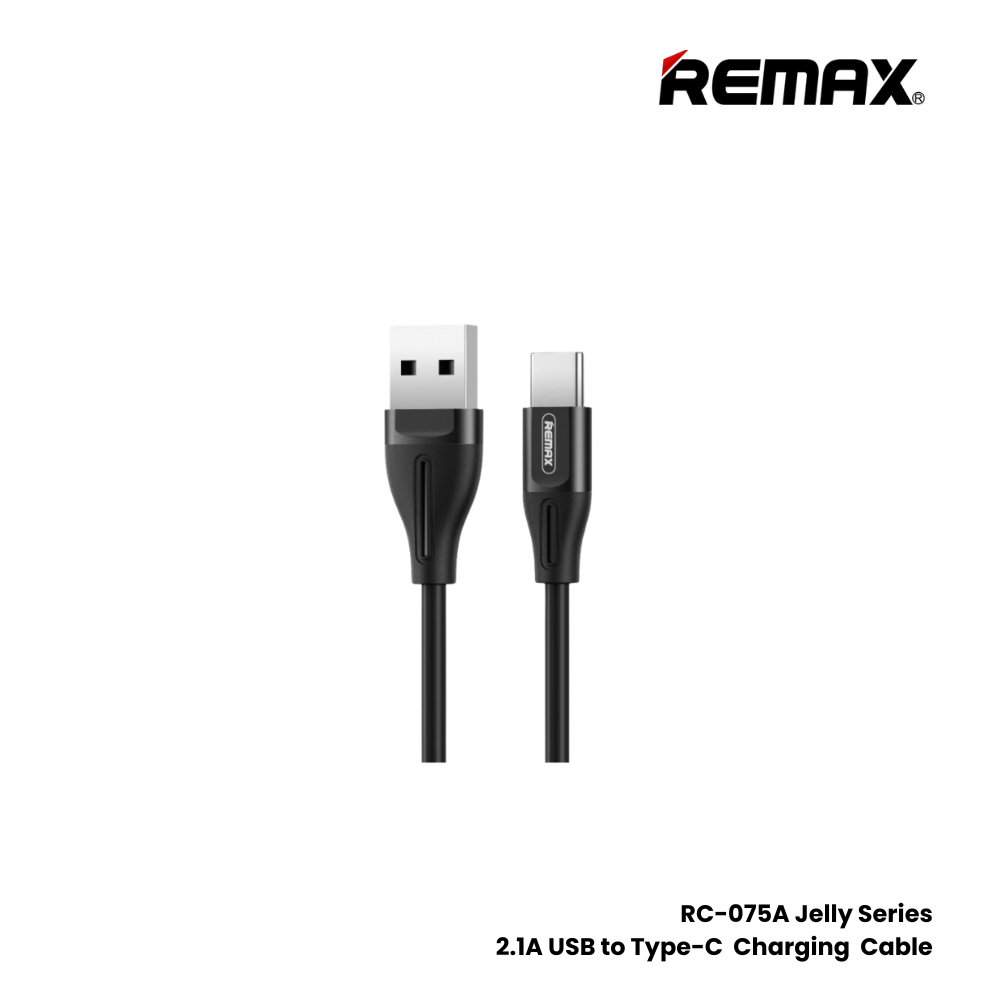 2.1A ( Type-C )-REMAX RC-075A Jelly Series 2.1A USB to Type-C Charging Cable - Black