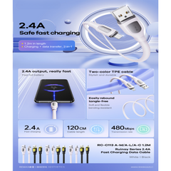 REMAX RC-C113i Ruinay Series 2.4A USB to Lightning Fast Charging Data Cable - White