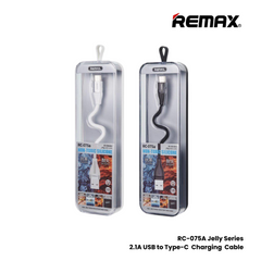 2.1A ( Type-C )-REMAX RC-075A Jelly Series 2.1A USB to Type-C Charging Cable - White