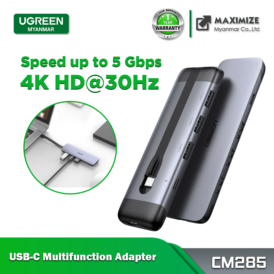 UGREEN CM285 USB-C 5 in 1 Multifunction Adapter available with up to 3 ports including USB 3.0 / USB-C / HDMI