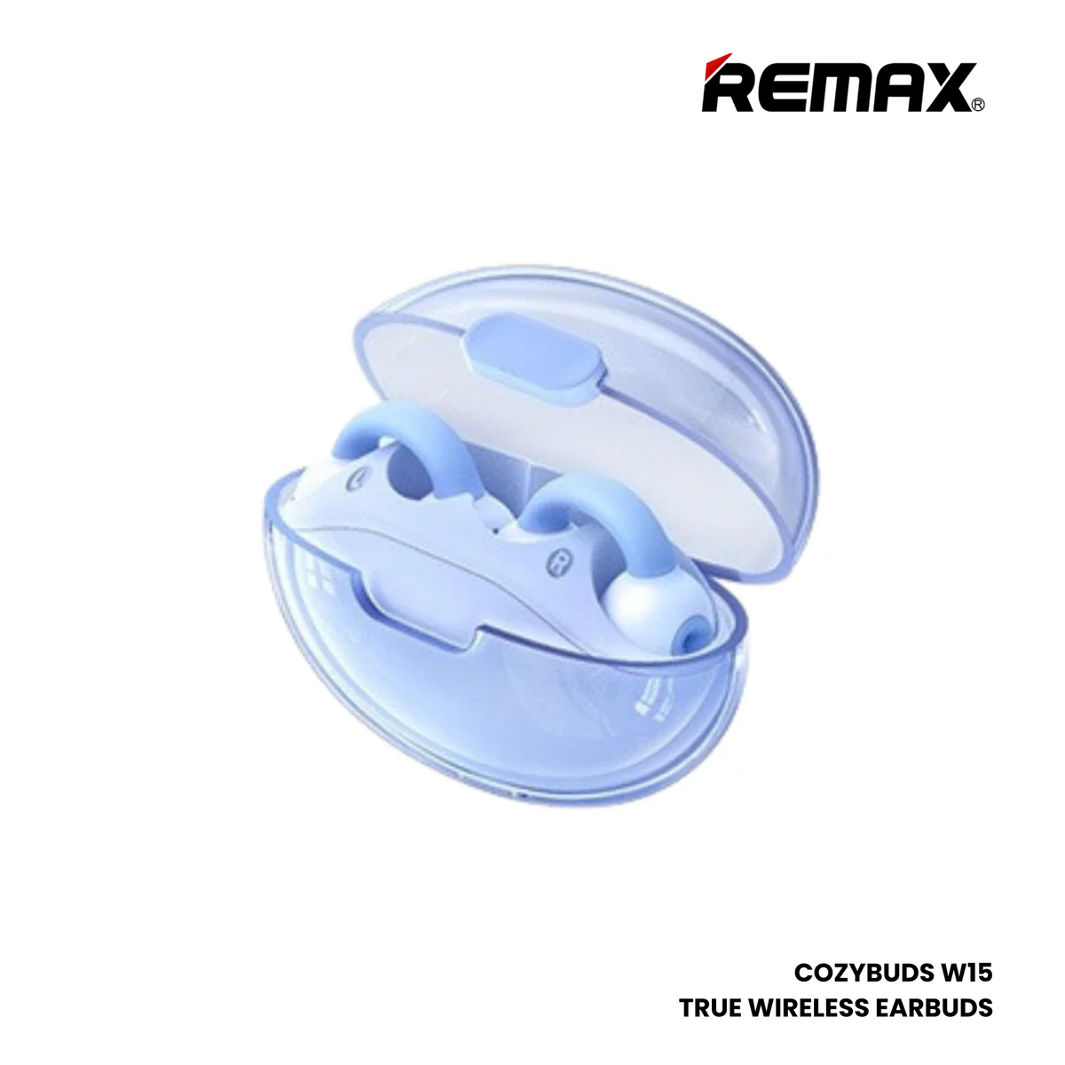 REMAX COZYBUDS W15 Crystal Series Bluetooth Wireless Earbuds - Blue