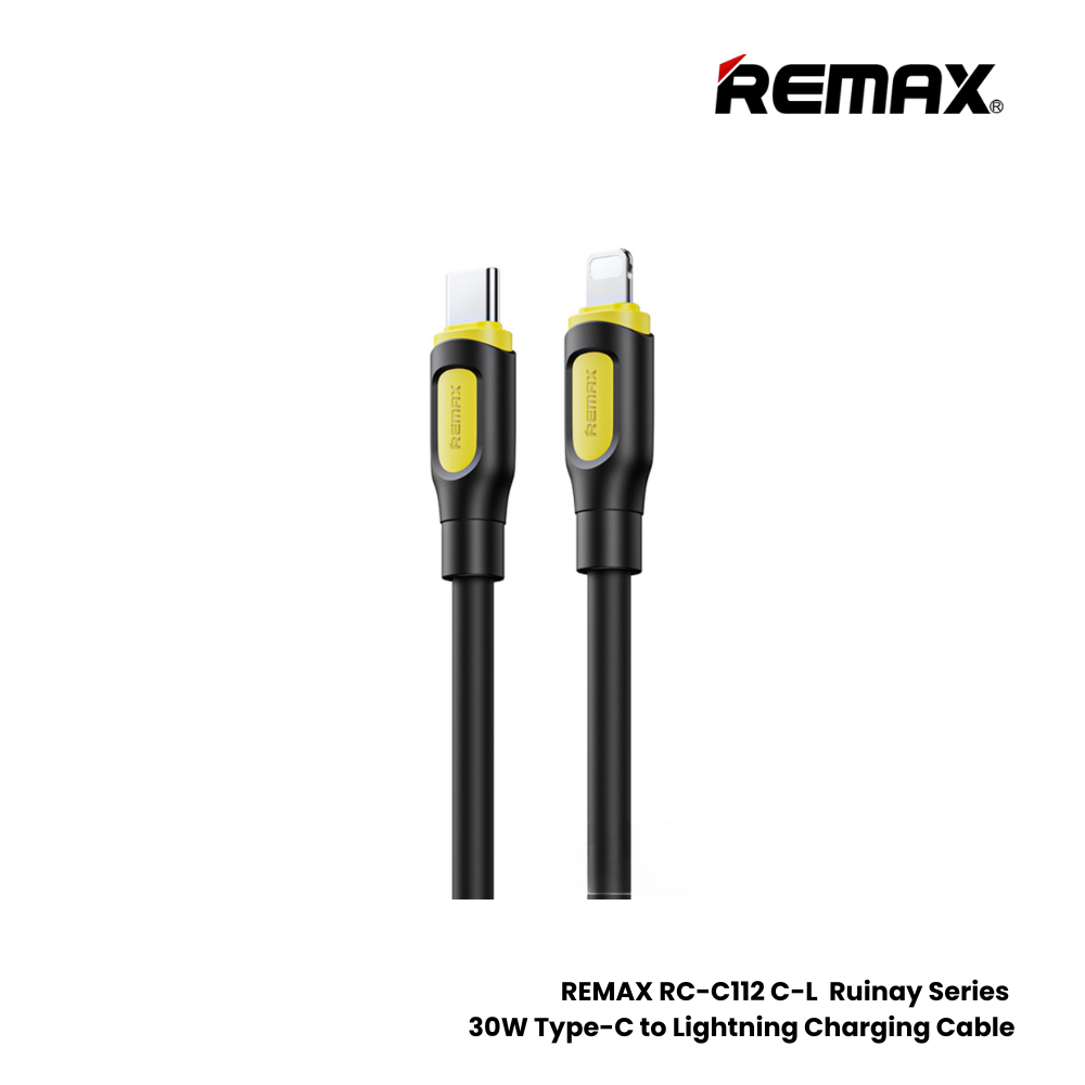 30W ( C to Lightning )-REMAX RC-C112 C-L Ruinay Series 30W Type-C to Lightning Fast Charging Data Cable - Black