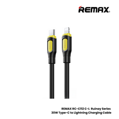 30W ( C to Lightning )-REMAX RC-C112 C-L Ruinay Series 30W Type-C to Lightning Fast Charging Data Cable - Black