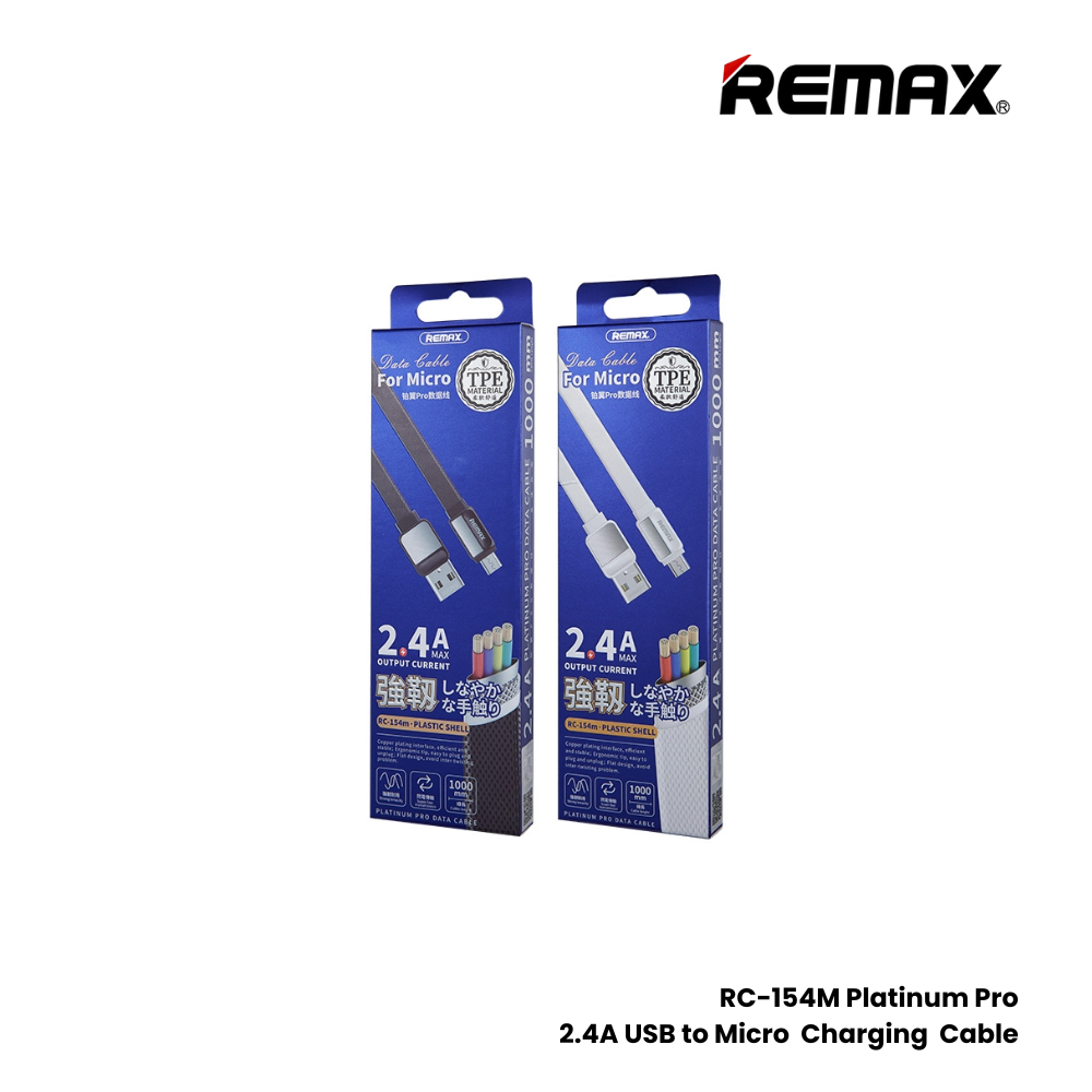 REMAX RC-154M Platinum Pro Series 2.4A USB to Micro Charging Data Cable - White