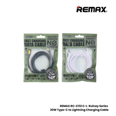 30W ( C to Lightning )-REMAX RC-C112 C-L Ruinay Series 30W Type-C to Lightning Fast Charging Data Cable - Black