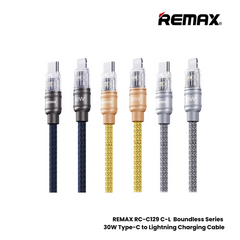 30W ( C to Lightning )-REMAX RC-C129 C-L Boundless Series 30W Type-C to Lightning Fast Charging Data Cable - Silver Grey