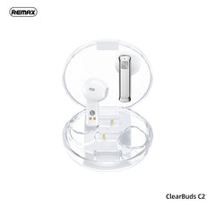REMAX Clearbuds C2 Linung Series ENC Hand Free Clear Bluetooth Earbuds - White