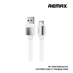 2.4A ( Type-C )-REMAX RC-154A Platinum Pro Series 2.4A USB to Type-C Charging Data Cable - White