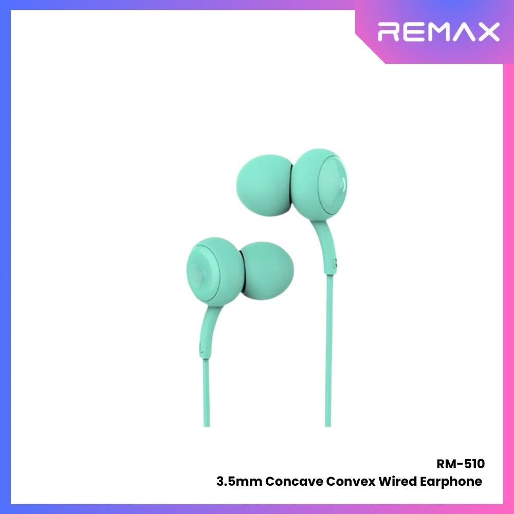 REMAX - RM-510 Concave Convex 3.5mm Wired Earphone - Tiffany Blue