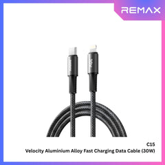 REMAX - C15 C-L Velocity Aluminium Alloy Type-C To Lightning Fast Charging Data Cable (30W) - Black