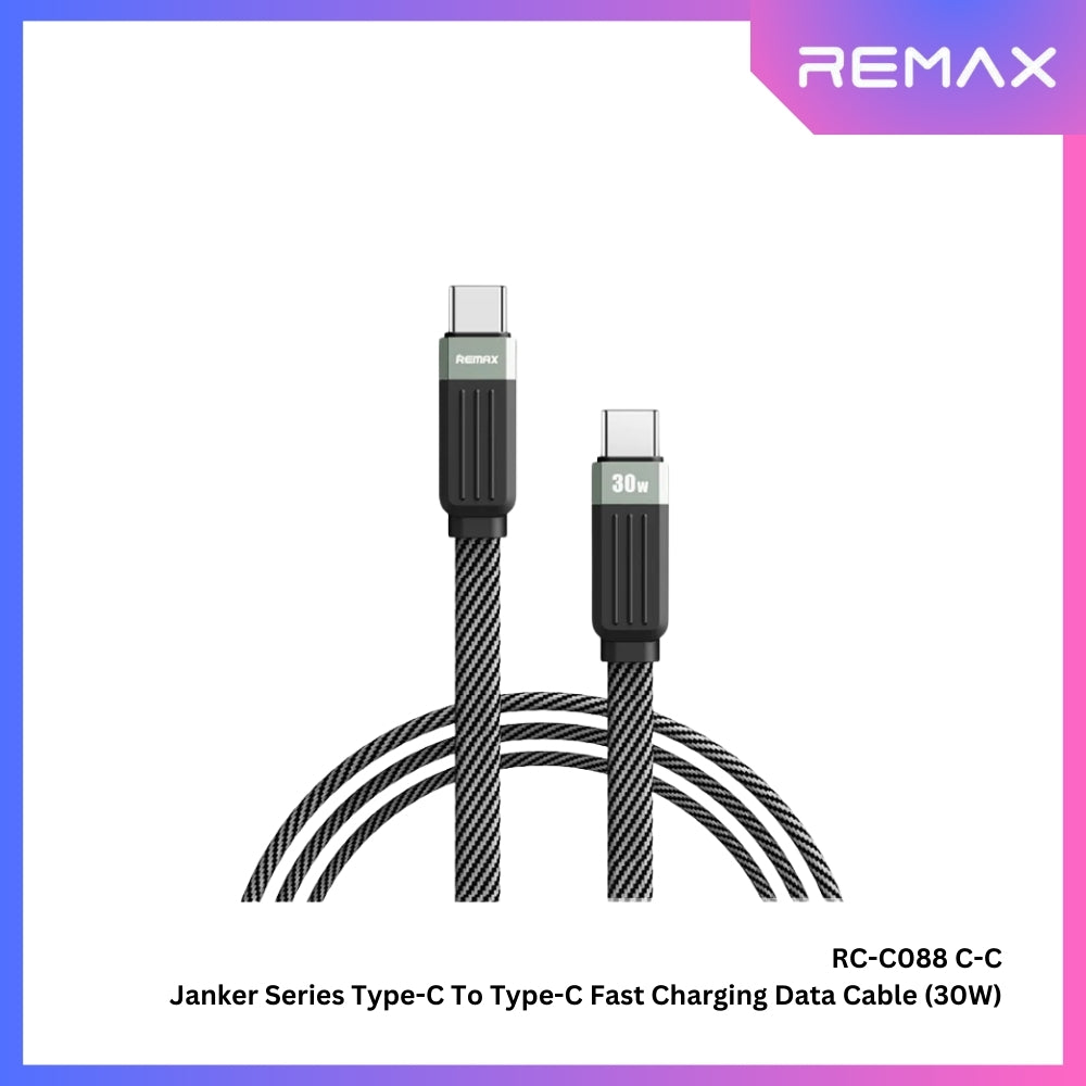 REMAX - RC-C088 C-C Janker Series Type-C to Type-C Fast Charging Data Cable (30W) - Black