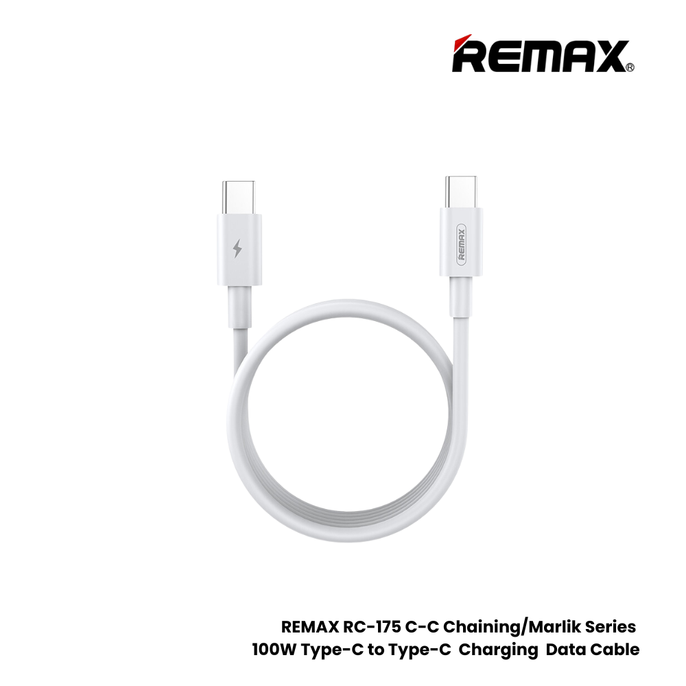 100W ( C to C )-REMAX RC-175 C-C Chaining/Marlik Series 100W Type-C to Type-C Charging Data Cable - White