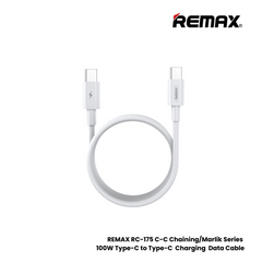 100W ( C to C )-REMAX RC-175 C-C Chaining/Marlik Series 100W Type-C to Type-C Charging Data Cable - White