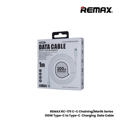 100W ( C to C )-REMAX RC-175 C-C Chaining/Marlik Series 100W Type-C to Type-C Charging Data Cable - White