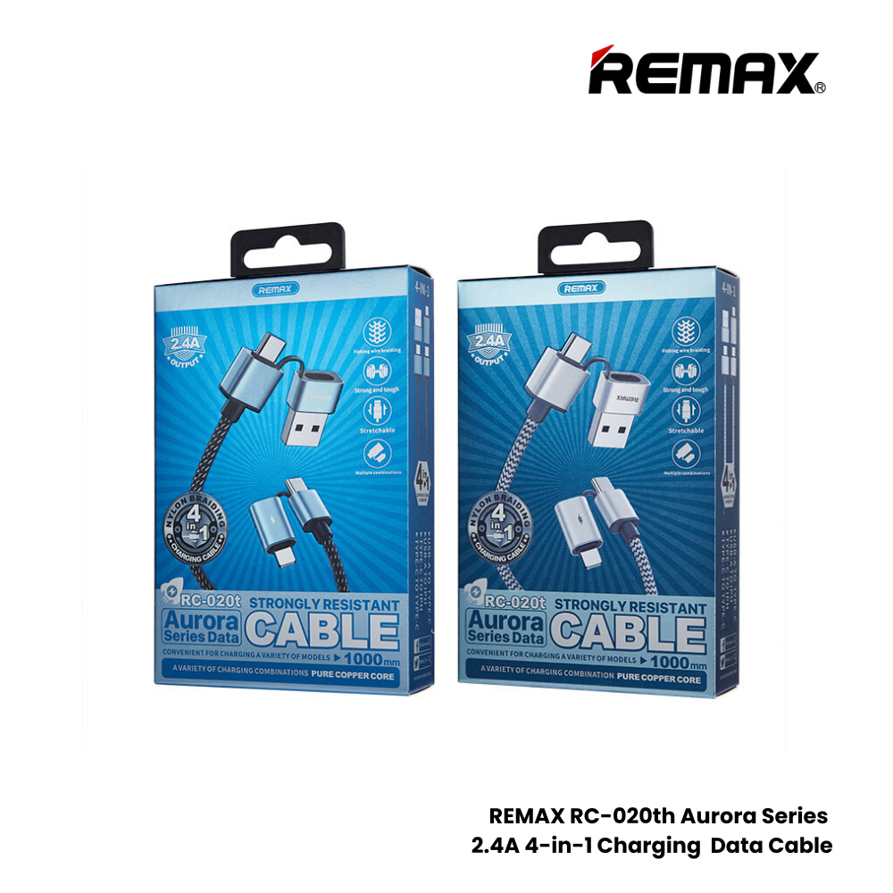 REMAX RC-020T Aurora Series 2.4A 4-in-1 Charging Data Cable - Silver